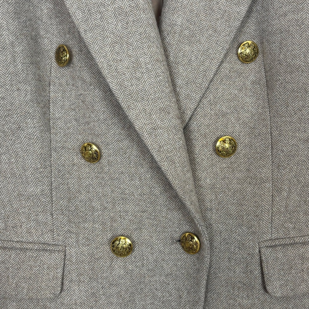 Banana Republic Blazer Women 12 Brown Herringbone Wool Blend Gold Button - Picture 6 of 12